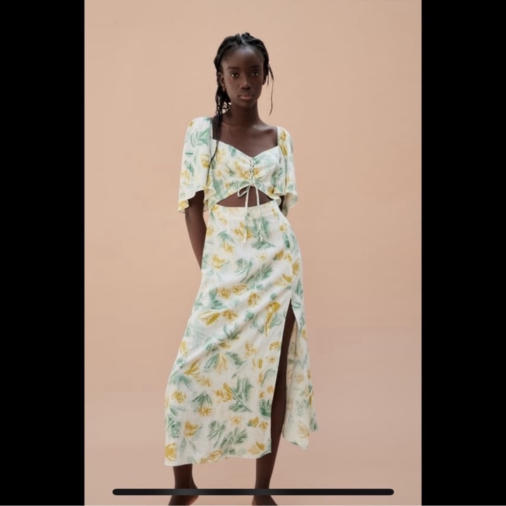 Zara cutout print dress